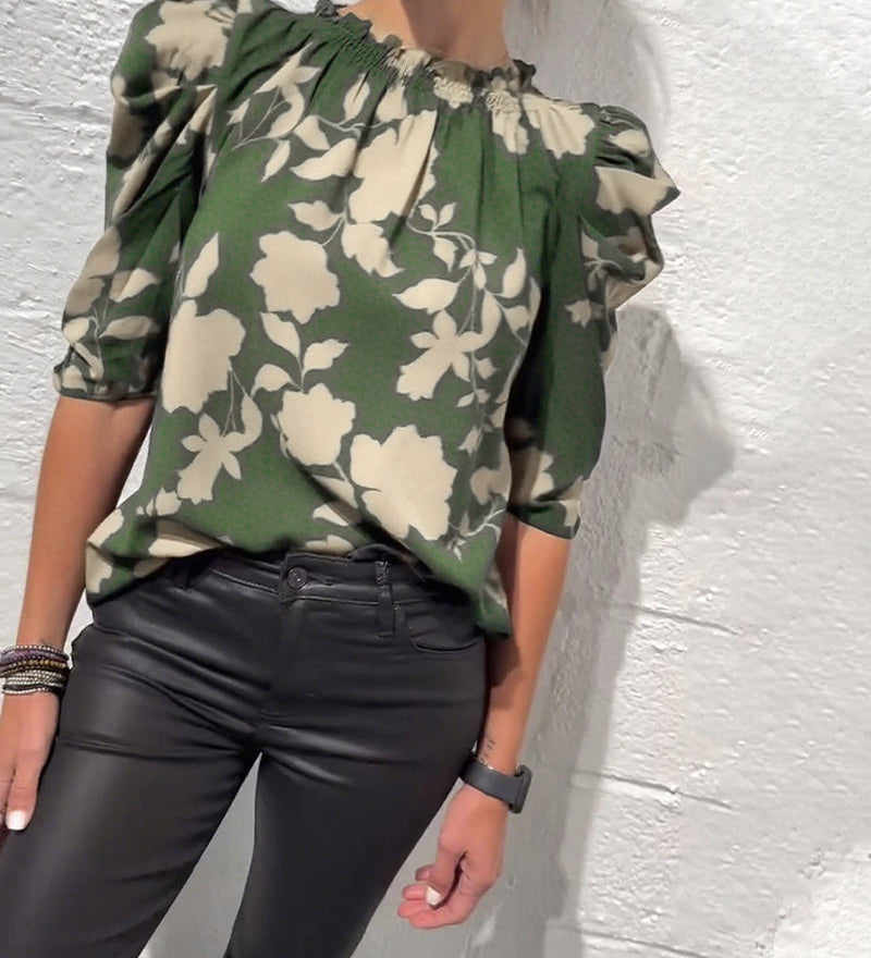 Blouse Manche Bouffante Volant