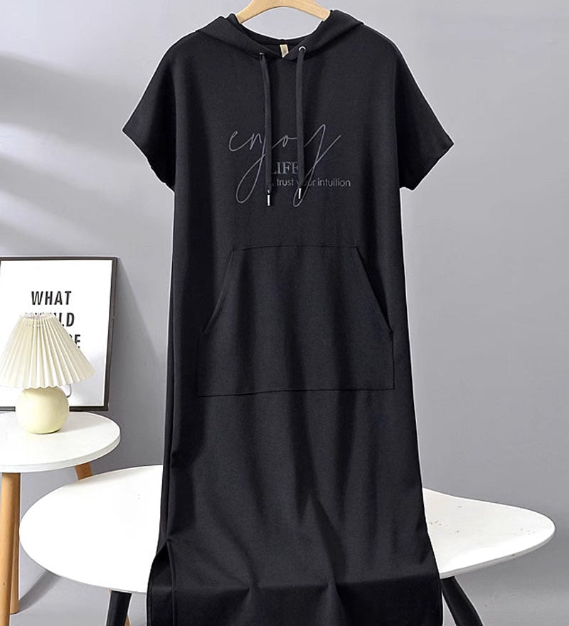 Robe À Capuche Décontractée Cordon