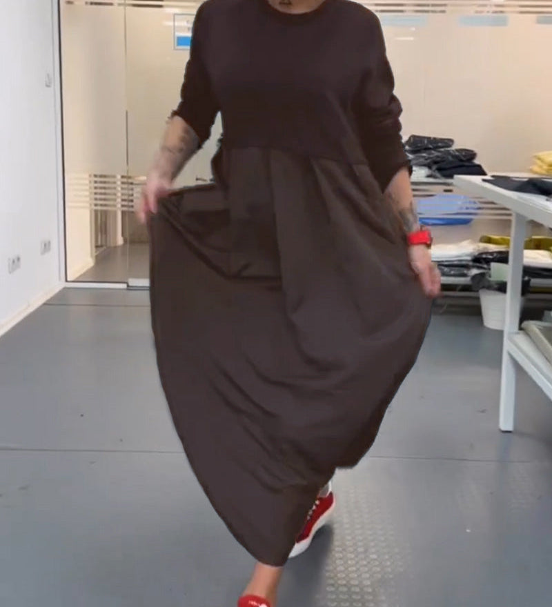 Robe longue décontractée de couleur unie