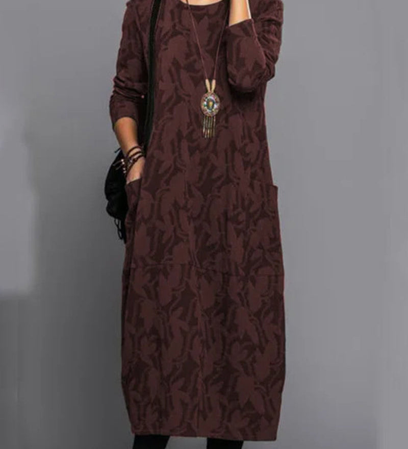 Robe imprimée avec poche et manches longues