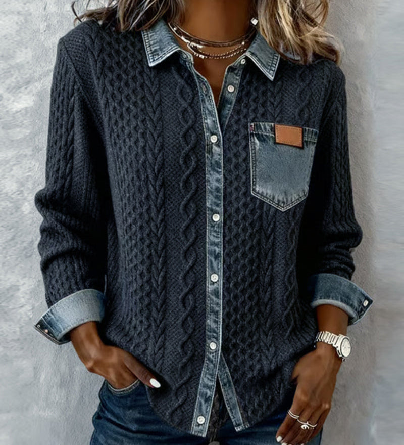 Chemise Manches Longues À Patchwork Jean