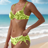 Maillot De Bain Deux Pièces Triangle À Lacets Et Imprimé
