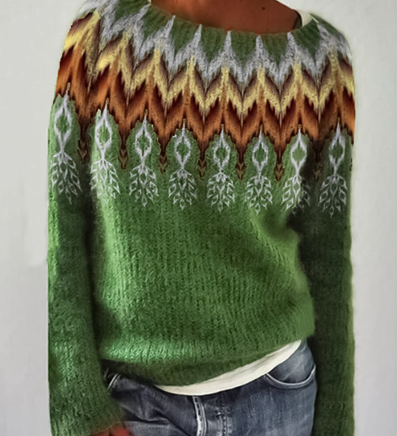 Pull-over col rond bloc de couleur