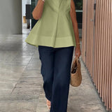 Blouse Sans Manches Unie Simple