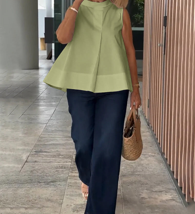 Blouse Sans Manches Unie Simple