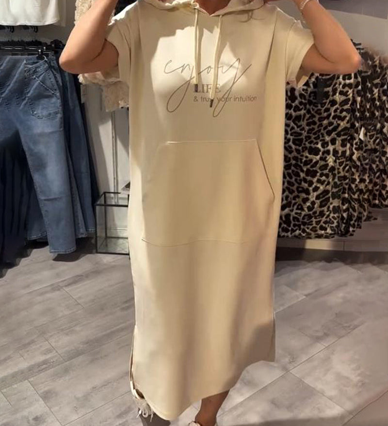 Robe À Capuche Décontractée Cordon