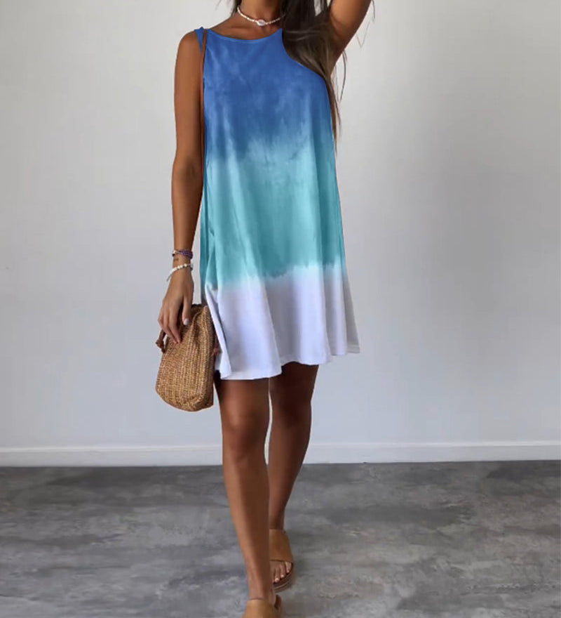 Robe décontractée sans manches bloc de couleur