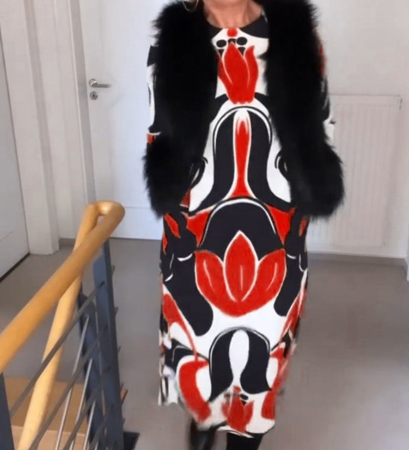 Robe imprimée à col rond