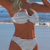 Maillot De Bain Haute Taille Rayé Triangle Deux Pièces