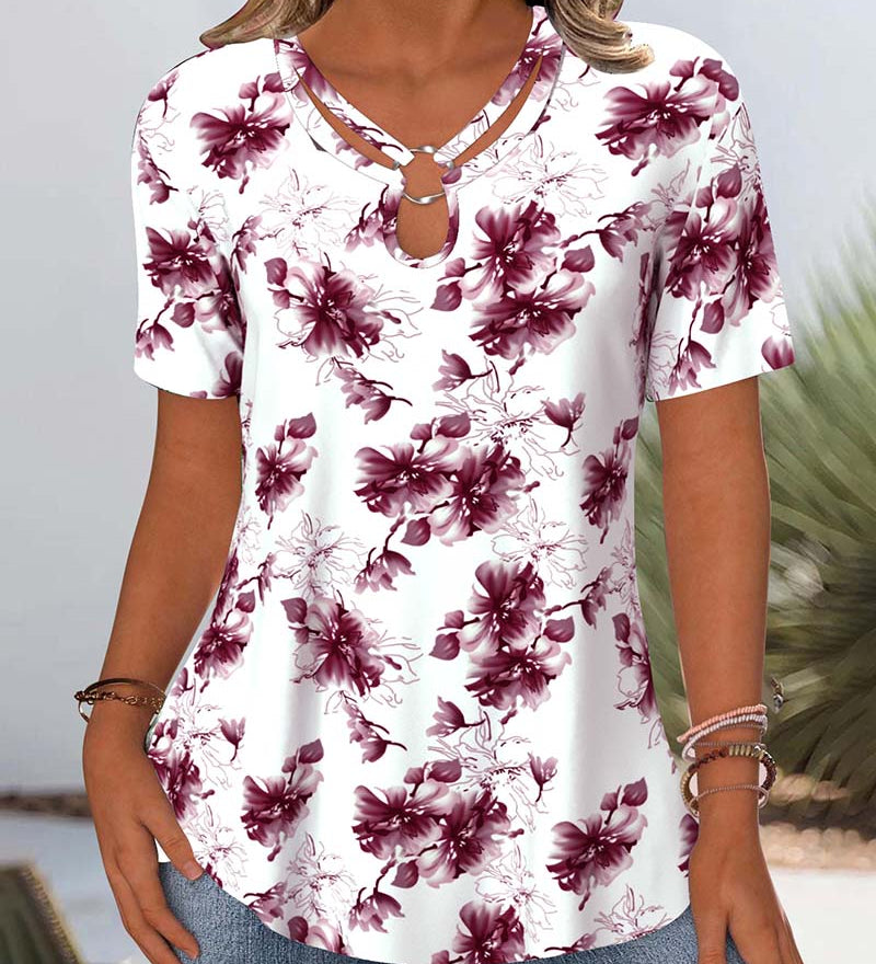 Blouse Imprimé Floral Manches Courtes