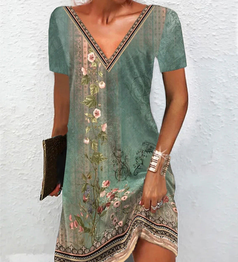 Robe à imprimé floral et manches courtes
