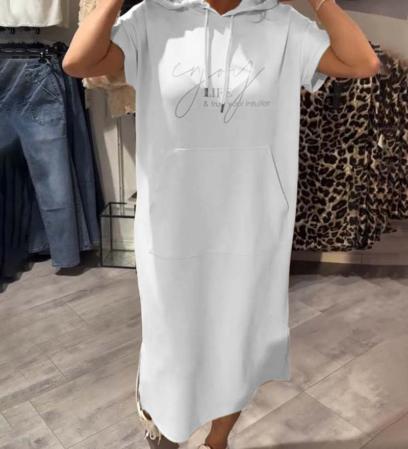 Robe À Capuche Décontractée Cordon