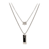 Collier double long en acier titane