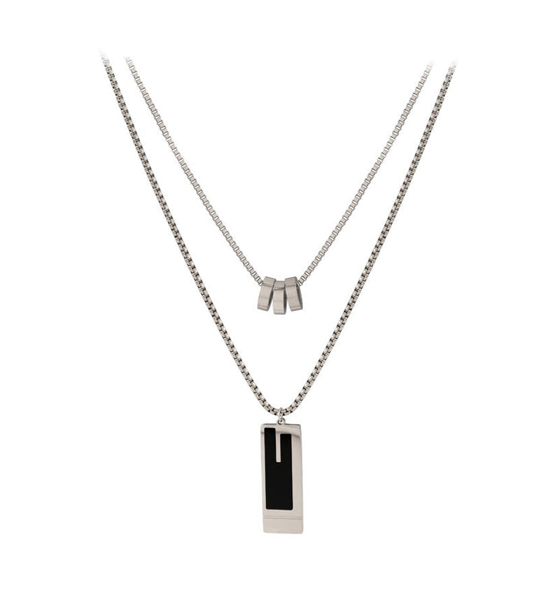 Collier double long en acier titane