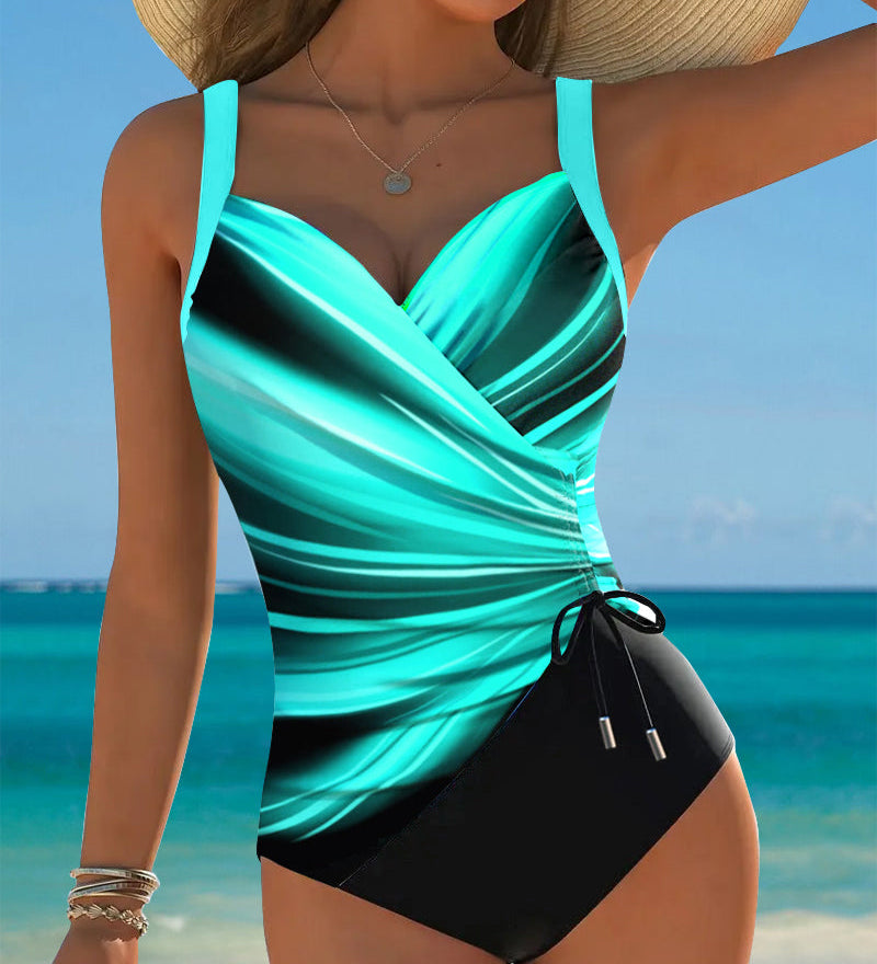 Maillot de Bain Monopièce Cordelette de Couleur Contrastée