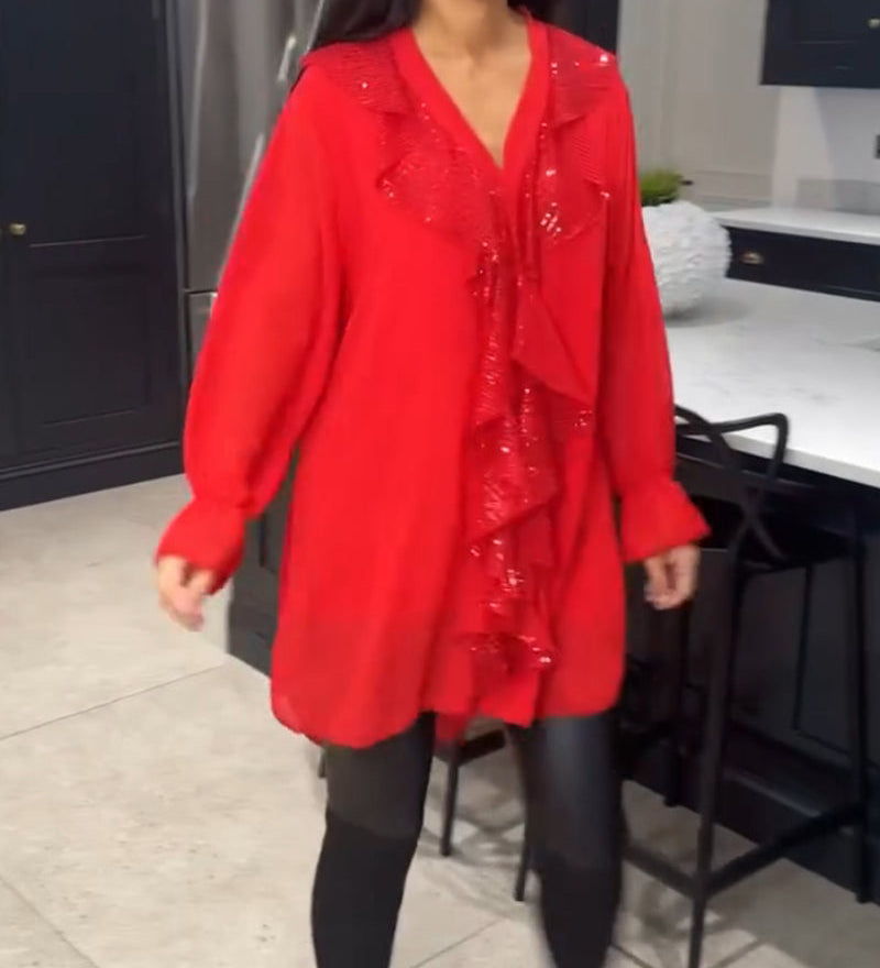 Blouse à volants et style élégant