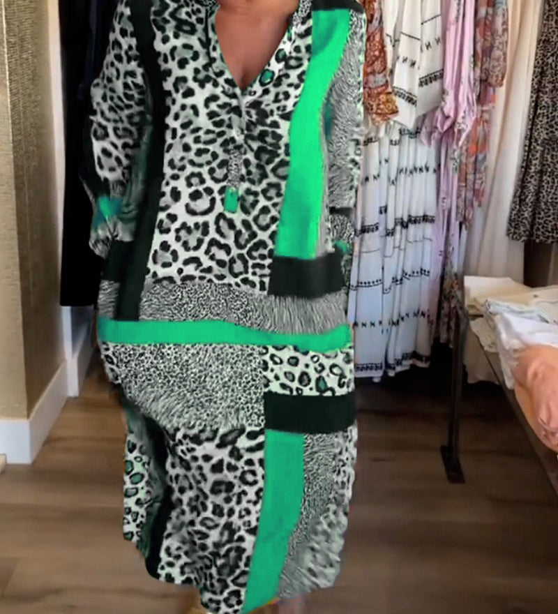 Robe imprimé géométrique léopard