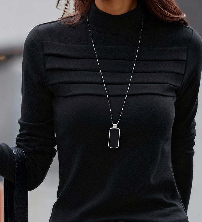 Haut Slim Fit Plissé Manches Longues