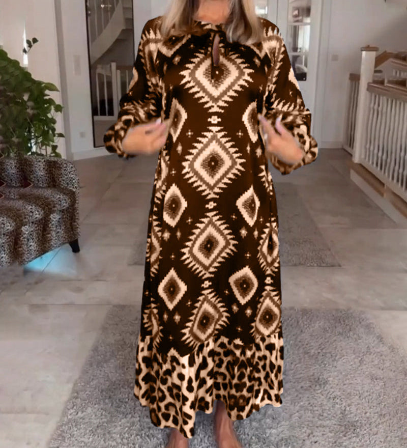 Robe à imprimé géométrique à manches longues