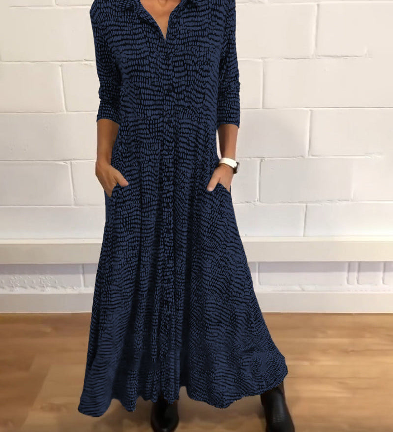Robe imprimée avec poches à revers