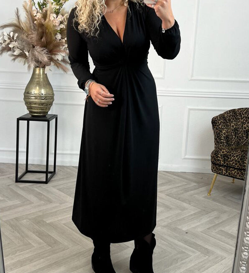 Robe sexy unie avec manches longues
