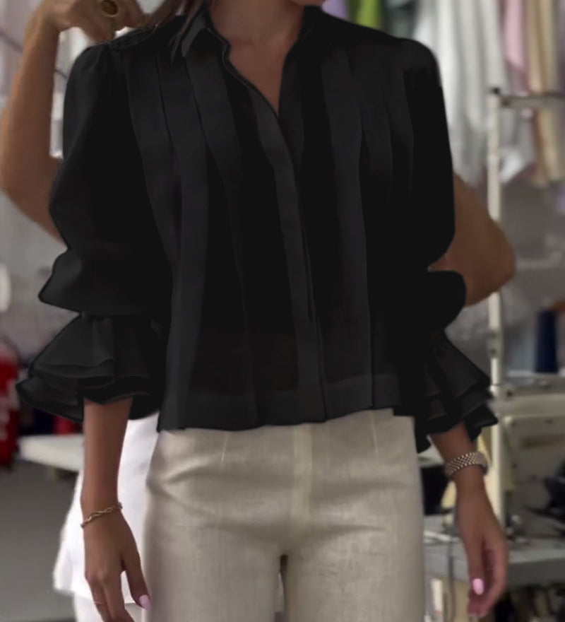Chemise Manche Bouffante Volant