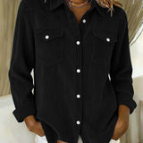Chemise À Manches Longues À Revers Et Boutonnée