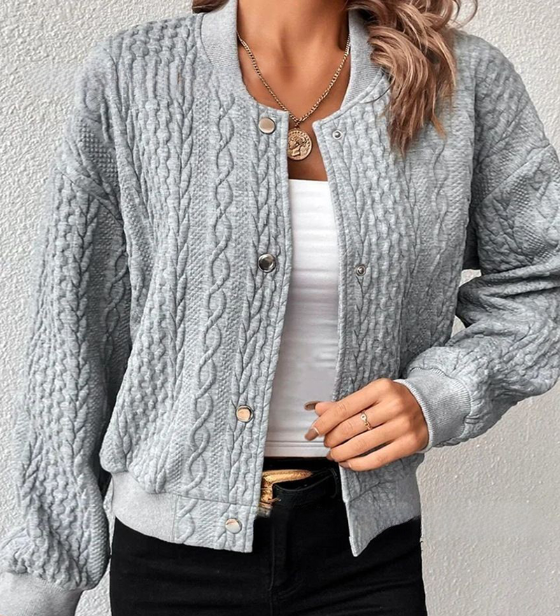 Cardigan boutonné de couleur unie