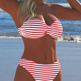 Maillot De Bain Haute Taille Rayé Triangle Deux Pièces
