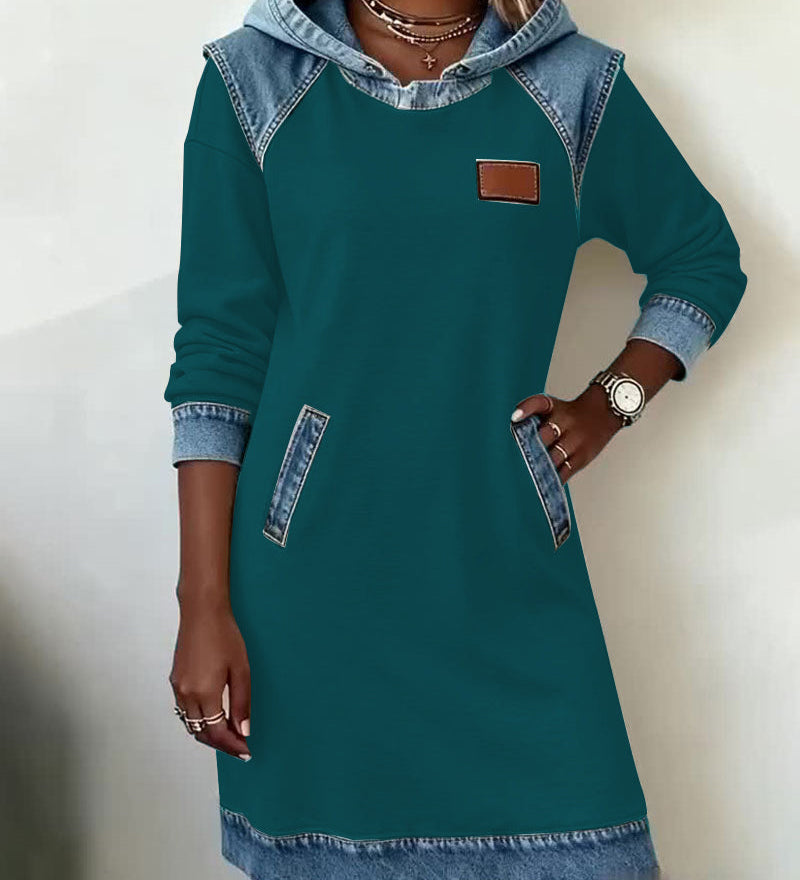 Robe À Capuche Avec Empiècements Contrastés