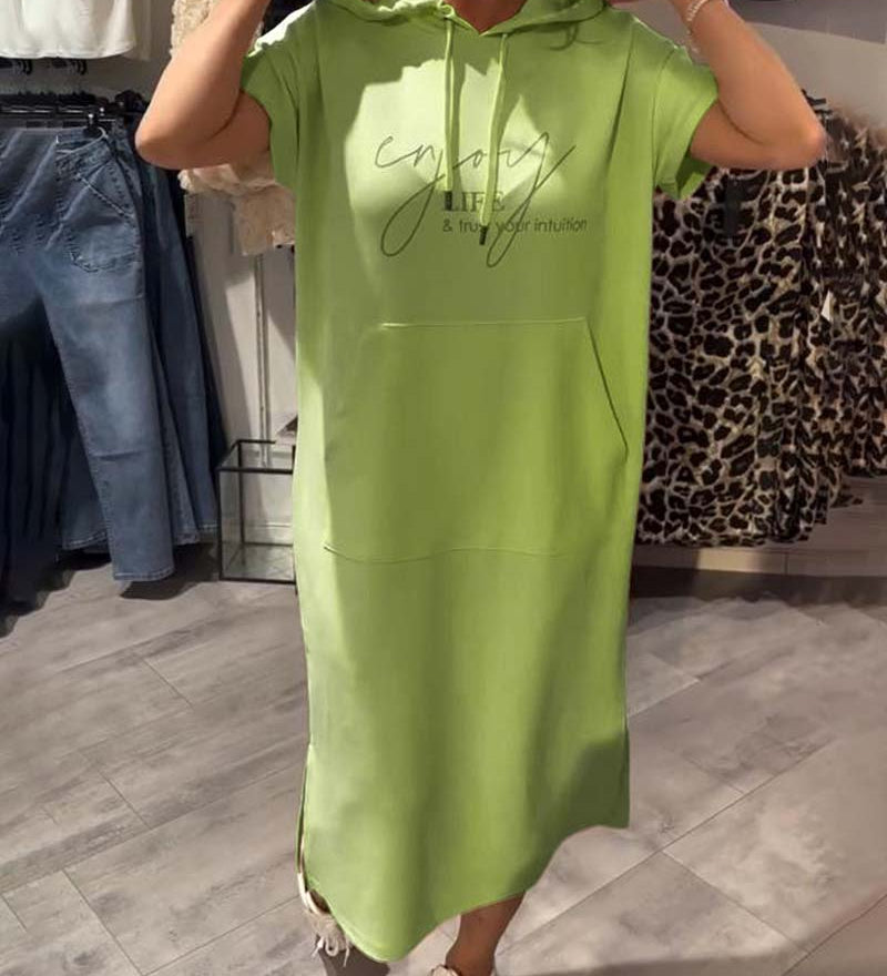 Robe À Capuche Décontractée Cordon
