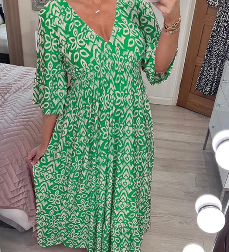Robe longue imprimée rouge