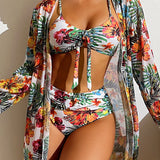 Bikinis à imprimé floral et cache-maillot