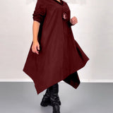 Robe décontractée irrégulière de couleur unie
