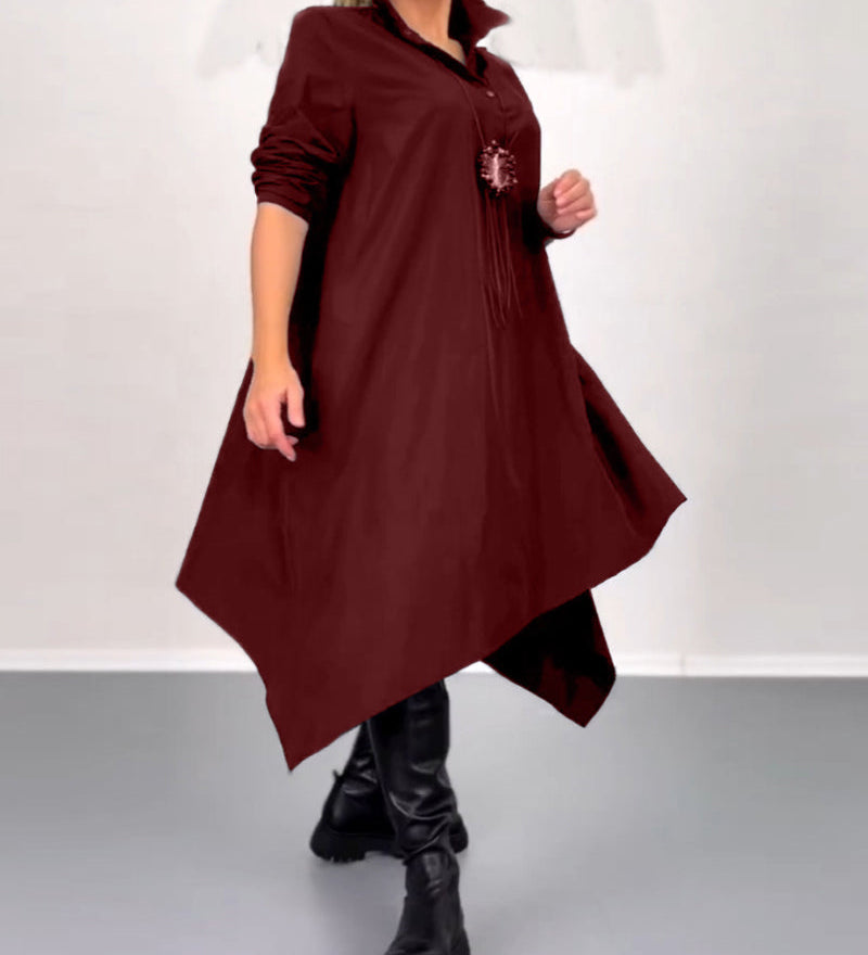 Robe décontractée irrégulière de couleur unie