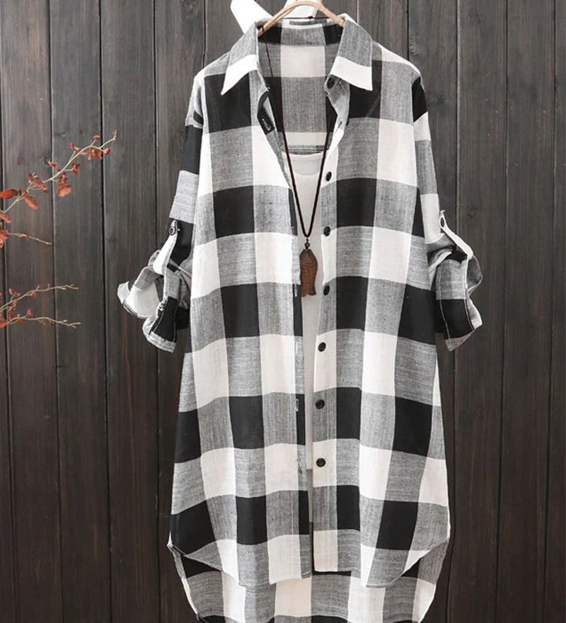 Chemise à manches longues avec imprimé à carreaux