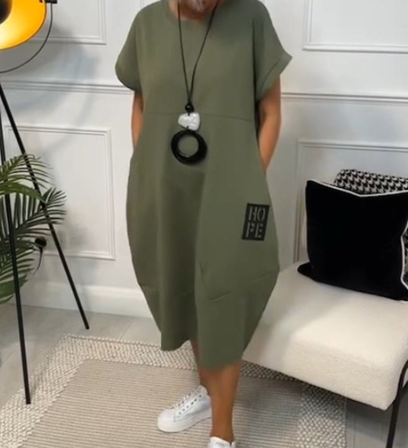 Robe décontractée à manches courtes et imprimé lettre simple