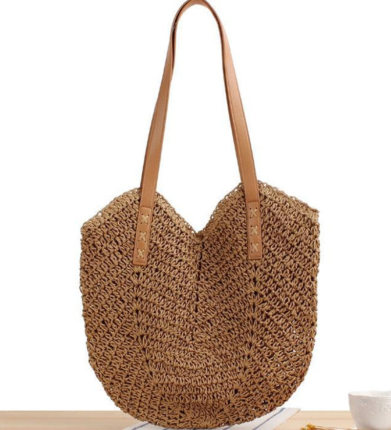 Sac fourre-tout en paille pour femme