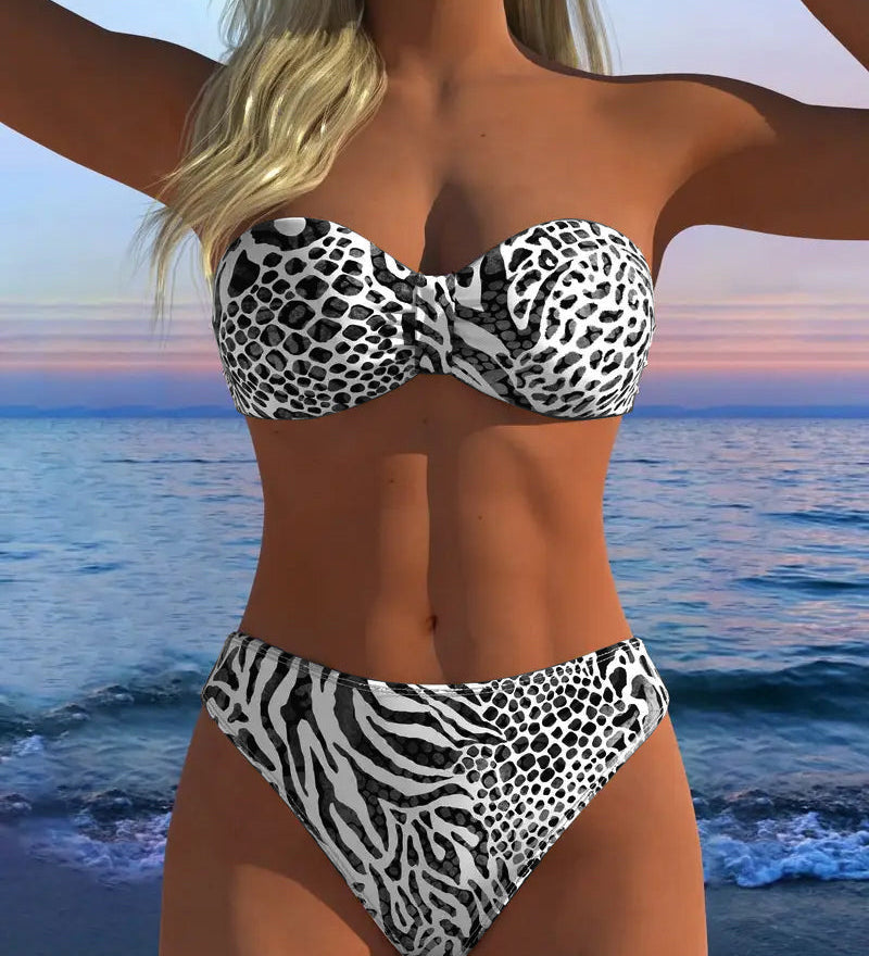 Maillot De Bain Sexy Imprimé Léopard Deux-Pièces