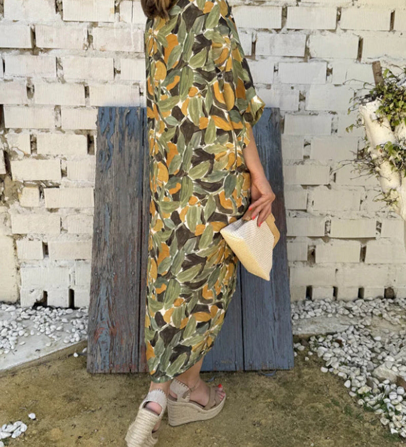 Robe À Col En V Avec Imprimé Torsadé