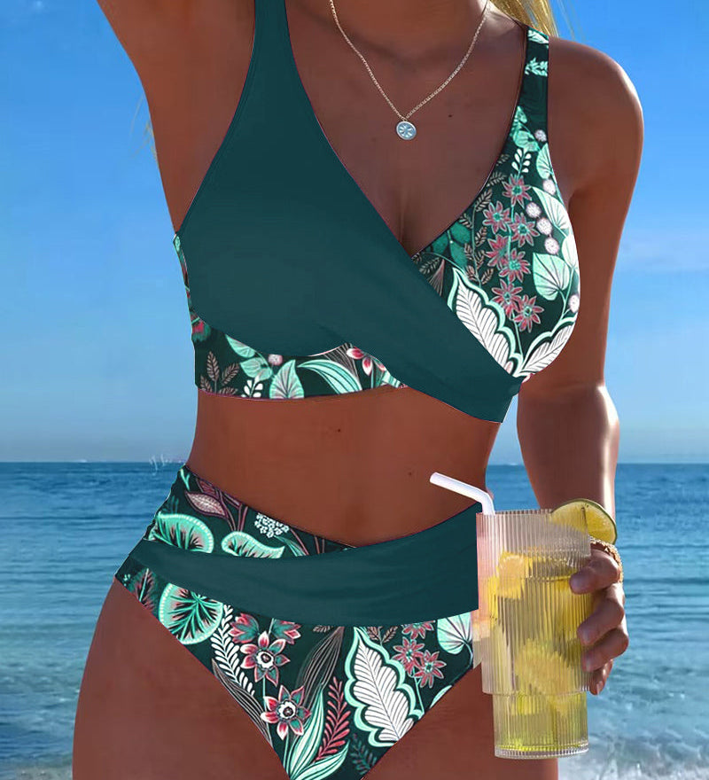 Bikini Contraste Couleur Mode Fleuri