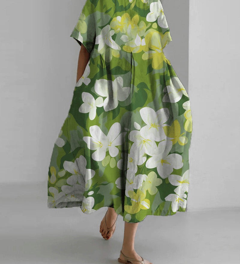 Robe ample imprimée à manches courtes
