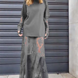 Ensemble deux pièces - T-shirt uni et jupe en dentelle