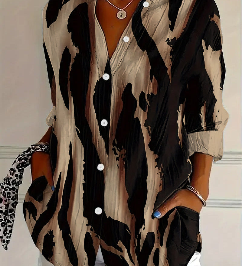 Blouse Col Montant Imprimé Irrégulier
