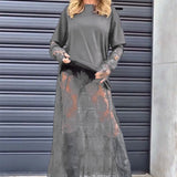 Ensemble deux pièces - T-shirt uni et jupe en dentelle
