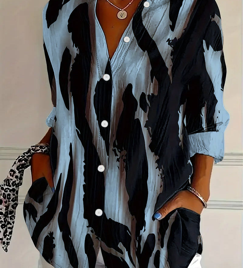 Blouse Col Montant Imprimé Irrégulier