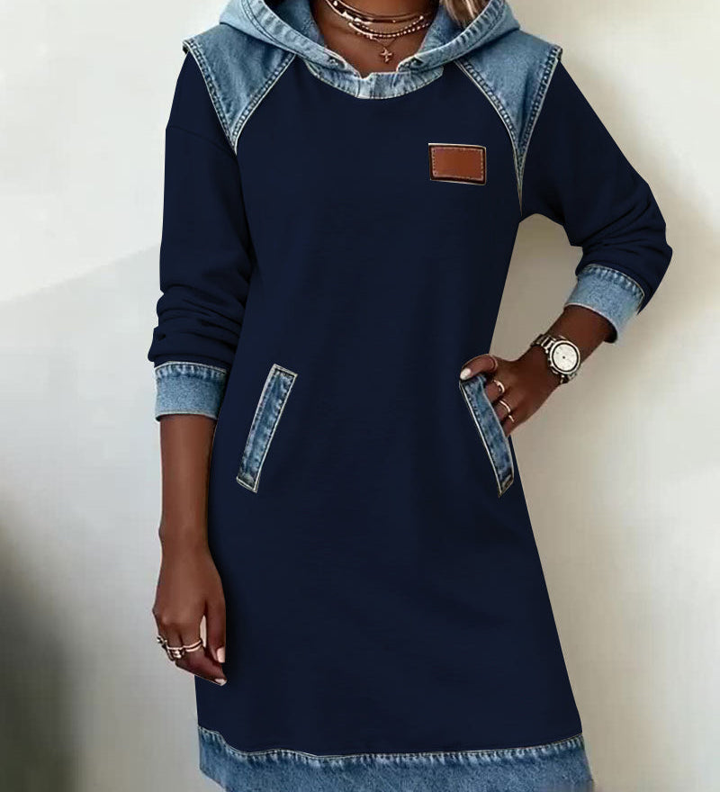 Robe À Capuche Avec Empiècements Contrastés
