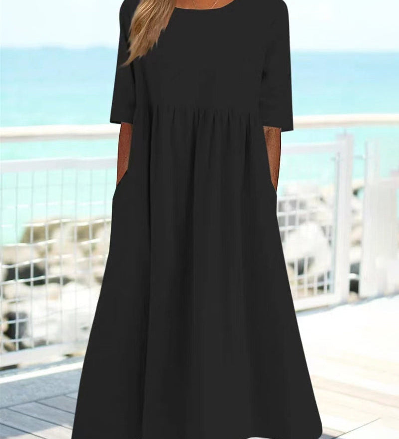 Robe unie en coton lin