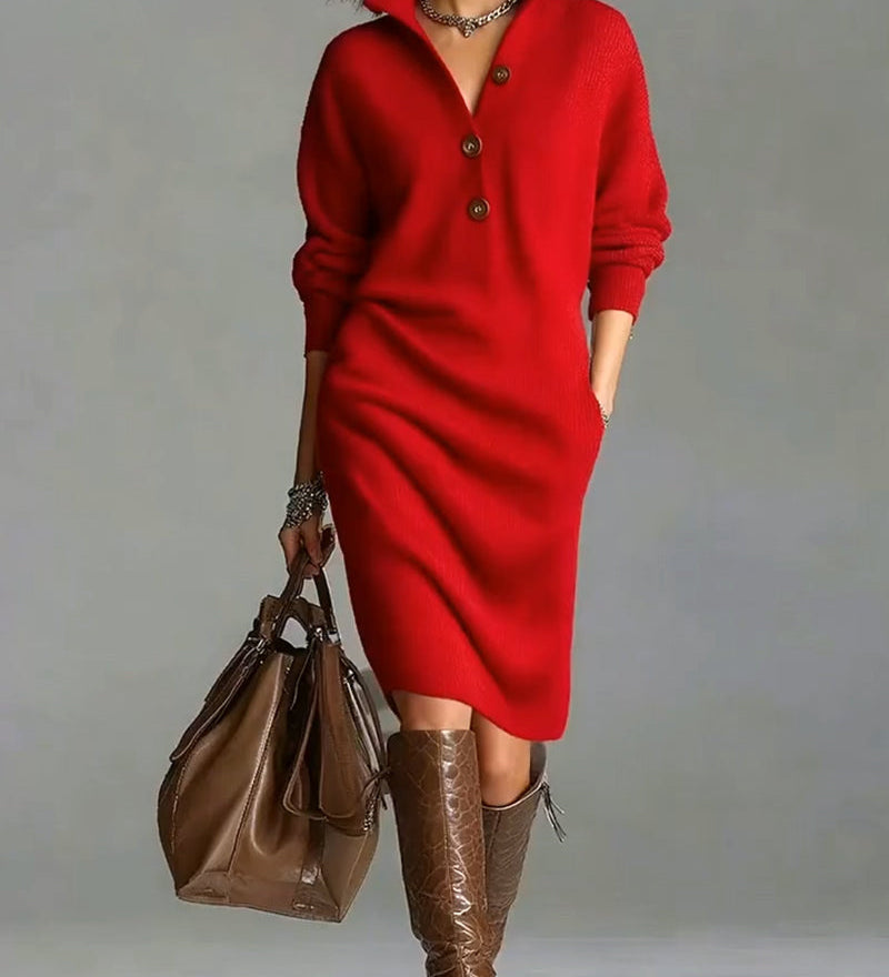 Robe pull décontractée de couleur unie pour l'automne et l'hiver