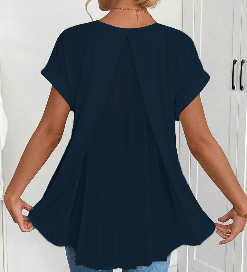 T-Shirt À Manches Courtes Uni Patchwork